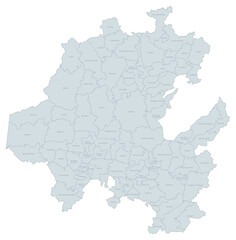 Obraz premium Administrative Divisions Map of Hidalgo State, Mexico - Detailed Political Outline