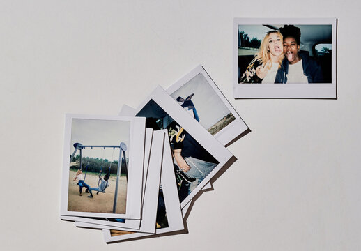 Mockup of Several blank polaroids