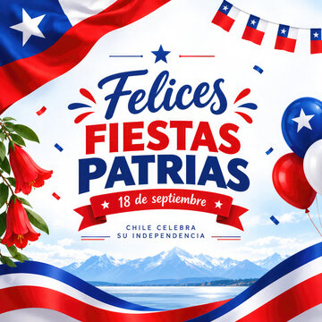 Felices Fiestas Patrias Chile Celebration Greeting Card,,