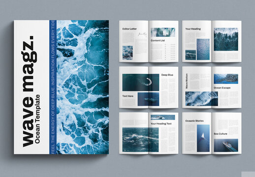 Wave Ocean Magazine Layout Template