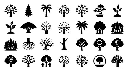 Fototapeta premium Tree Nature Botanical Family and Environmental Vector Icon Collection