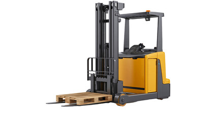 Yellow and black electric reach truck forklift with wooden pallet © Lyra