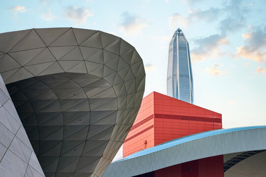 Shenzhen city skyline featuring modern museum architecture