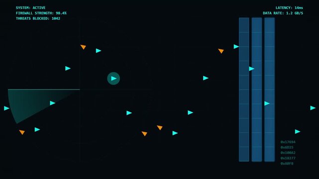 Retro Sci Fi Radar Screen Simulation with Scanning Cone and Target Blips.