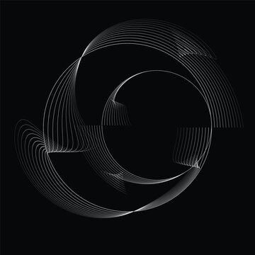 Lines in Circle Form . Rotate rounded shape Vector Illustration .Rotating circles form a ring.Rotating design element . Various circle lines forming round frame . Abstract Geometric line art .