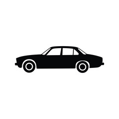 Obraz premium Classic luxury sedan car silhouette black graphic isolated on a white background.