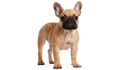 Obraz premium Fawn French Bulldog standing with alert expression and erect ears
