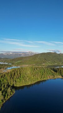 Aerial view of scenery in Norway - Scandinavia - vertical 4K video