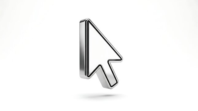 Shiny metallic computer mouse cursor arrow icon