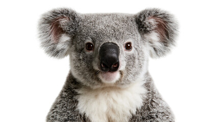 Close up portrait of a fluffy grey koala bear looking forward © Peregrine