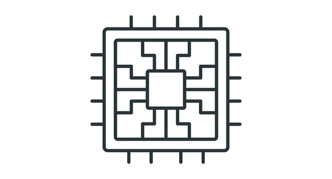 Minimalist abstract maze or puzzle chip circuit design illustration