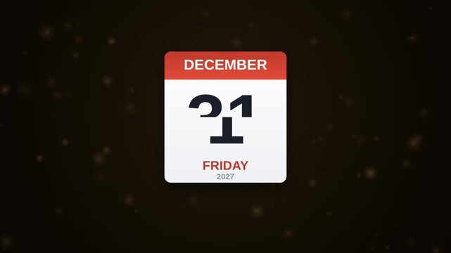 Calendar Flip December 31 to January 1 Happy New Year 2027 4K