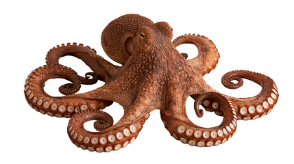 Brown common octopus with textured skin and suckers on tentacles © Peregrine