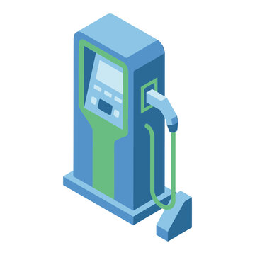 Isometric electric vehicle charging station icon vector illustration isolated on white background