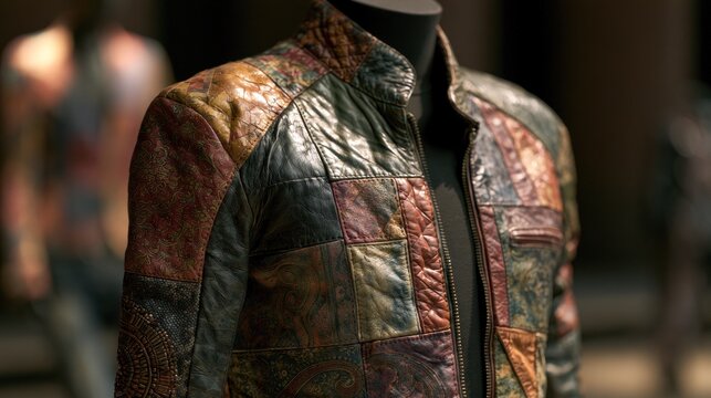Patchwork leather jacket apparel fashion style