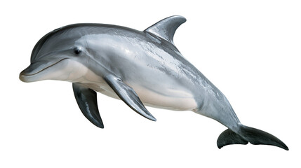 Fototapeta premium Common bottlenose dolphin swimming with smooth grey skin and dorsal fin