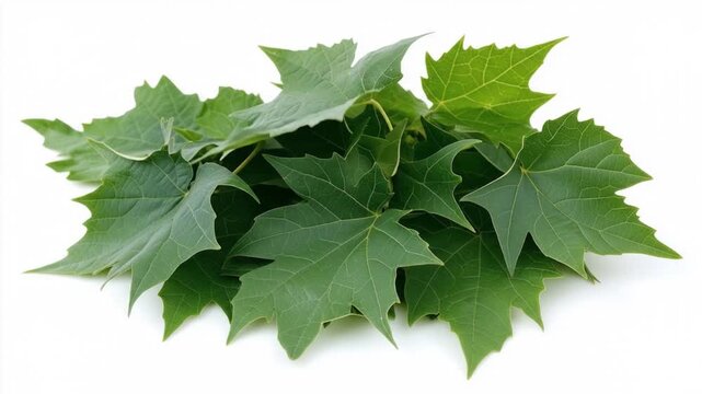 natural arrangement of fresh green lobed leaves layered together, detailed visible veins. Ai generated