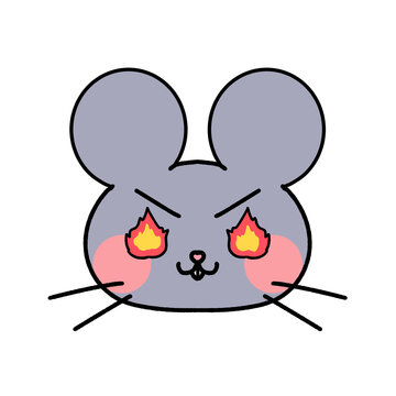 Angry cute mouse with flaming eyes
