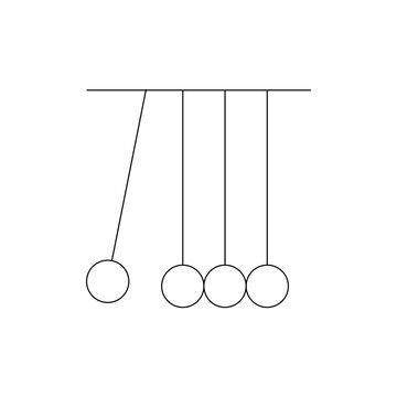 Newton Cradle Icon. Physics Science and Momentum Experiment Symbol
