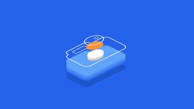 Minimalist 3D isometric blue photo camera illustration for social media and technology