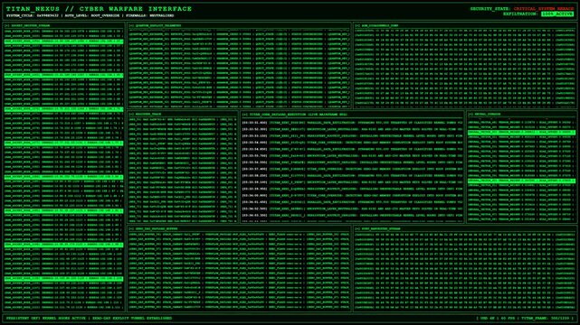 Titan Nexus Cyber Warfare Interface Terminal Background.
