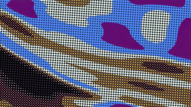 Abstract colorful liquid benday dot pattern motion background