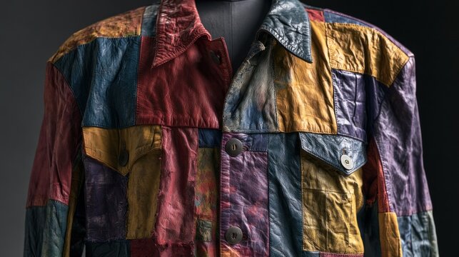 Patchwork leather jacket design