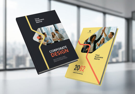 Business Report Cover Template &ndash;  Yellow and Orange Geometric Layout (A4)        
