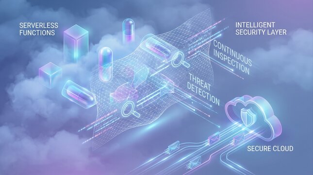 Abstract serverless functions and intelligent security layer in a secure cloud computing environment with cyber security data protection digital environment network security information security