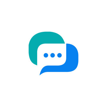 Modern speech bubble logo with chat dots, ideal for messaging apps, customer support, communication, social media, help desk, and digital services.