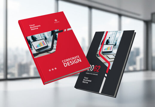 Business Report Cover Template &ndash;  Red and Black Geometric Layout (A4)        
