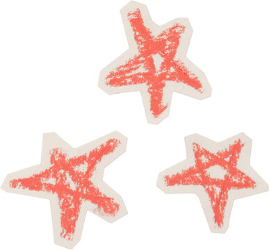 Orange And White Hand Drawn Chalk Stars Doodle On Torn Paper