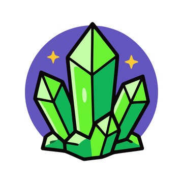 Cute alien crytal vector icon illustration