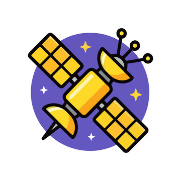 Cute satelit vector icon illustration