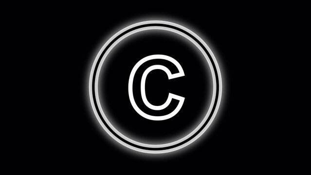 White letter C inside a glowing white circle on a black background alphabet character