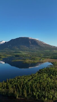 Aerial view of scenery in Norway - Scandinavia - vertical 4K video