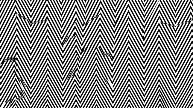 Black and white herringbone zigzag optical pattern.