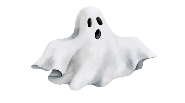 White sheet ghost with dark oval eyes and open mouth expression