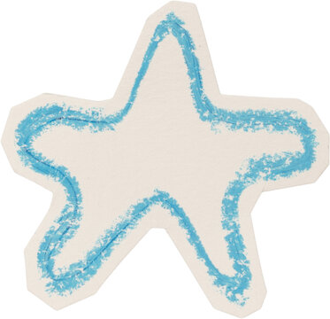 Blue And White Hand Drawn Chalk Star Doodle On Torn Paper