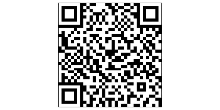 Simple qr code icon with black outline for mobile payment and website links.
