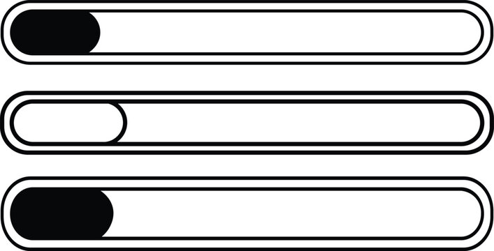 Three horizontal rectangular handles with partial black insets black inset segments monochromatic