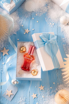 Great perfume is displayed in chilly Christmas winter setting today.