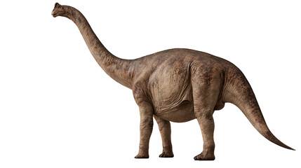 Brachiosaurus dinosaur with long neck and textured brown skin standing in profile © Alaric