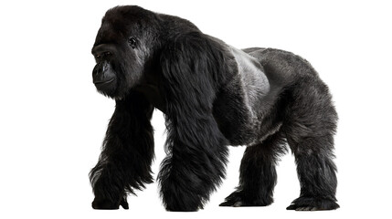 Large silverback gorilla standing in profile with thick black fur © Alaric