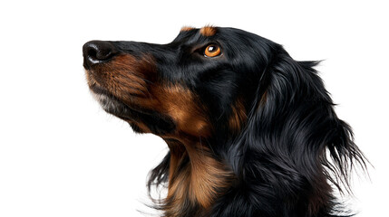 Black and tan long haired dachshund dog profile portrait © Alaric