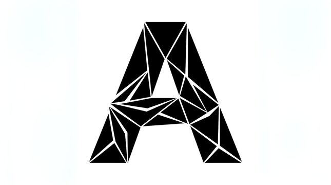 Geometric low poly black letter A icon.