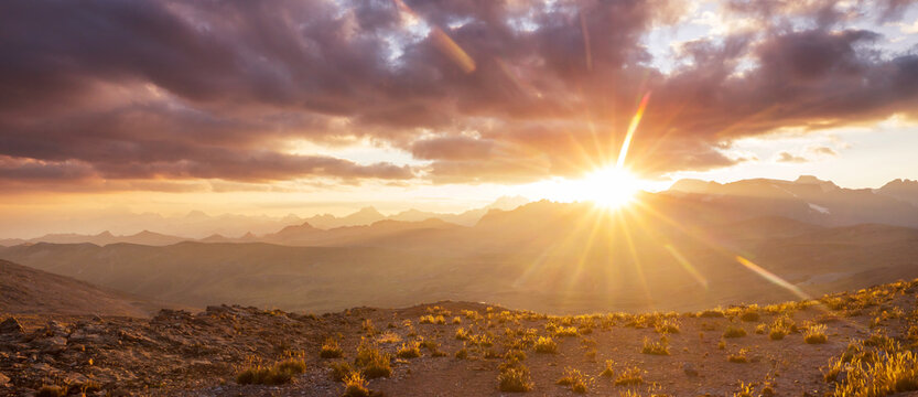 Mountains on sunset