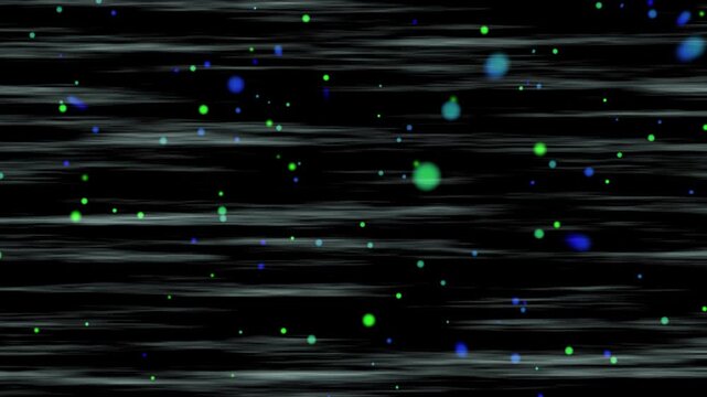 Futuristic abstract space flight loop with glowing green and blue particles, speed lines, and cosmic travel background in 4K resolution.