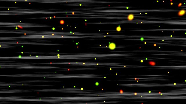 Futuristic abstract space flight loop with glowing yellow and green particles, speed lines, and cosmic travel background in 4K resolution.