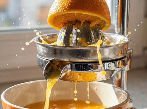 juicing oranges with an orange juicer
